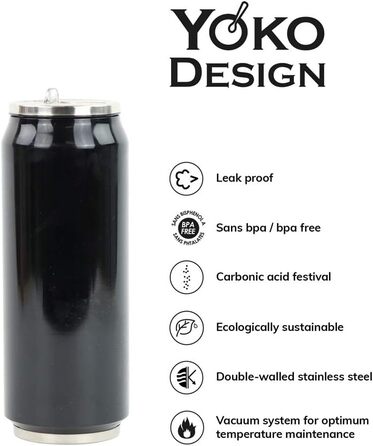 Термос Yoko Design Thermoskanne з нержавіючої сталі, двостінний, BPA-free, 280/500/700 мл, Art Deco, чорний
