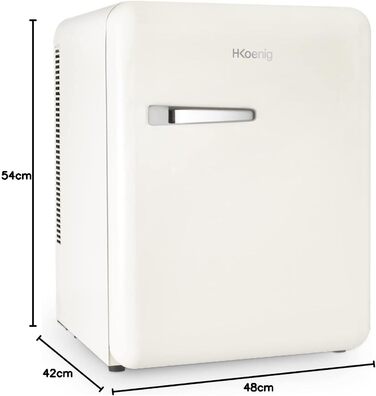 Міні-холодильник H.Koenig Mini Bar Vintage 31L - компактний, для їжі, напоїв, косметики, регульована температура, кремовий
