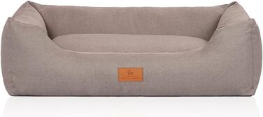 Knuffelwuff Dog Bed Lotte made of Velour with a fine hand-woven character XXL 120 x 85cm - removable cover - washable - for large, medium and small dogs (Light Grey, L 120 x W 85 x H 25 cm)
