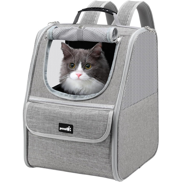 Рюкзак для кота Pecute з сіткою, дихаючий та легкий, для собак та котів до 6 кг (Світло-сірий)