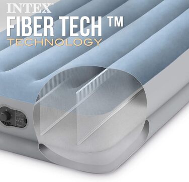 Надувне ліжко Intex Twin Dura-Beam Comfort з USB-насосом, розмір: 99 x 191 x 36 см (64157)