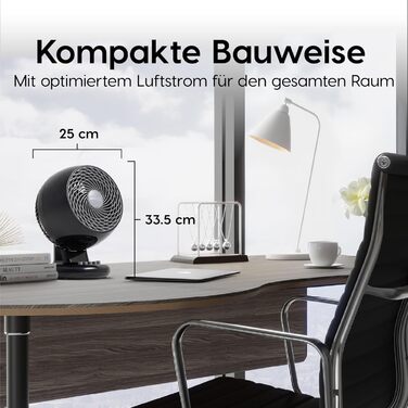 Вентилятор настільний Iris Ohyama Woozoo, 33 м², 3 швидкості, осциляція, тихий, чорний