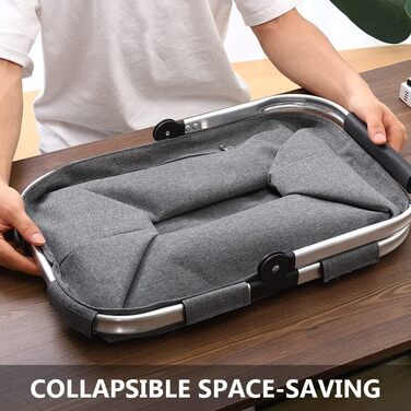 30L Family Shopping Bag Shopping Basket Foldable Carrying Basket Large Picnic Basket Folding Basket Travel Bag Practical Shopping Basket with Padded Handles - ideal for Travel/Picnic/Shopping/Gift