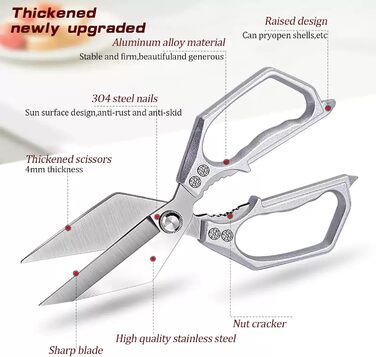Ніж-ножиці кухонні зі сталі, універсальні, з відкривачем для пляшок, для курки, риби, м'яса, зелені, горіхів, миються в посудомийній машині