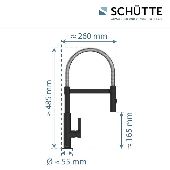 Кухонний змішувач SCHÜTTE 79147 MIAMI з висувною насадкою, поворотним гусаком 360° та Soft Touch, для раковини (хром/чорний)