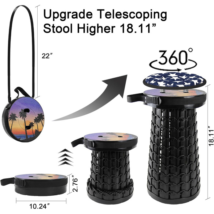 Складний туристичний стільчик Alevmoom - легкий, компактний, 600lbs, для кемпінгу, риболовлі, BBQ, кухні