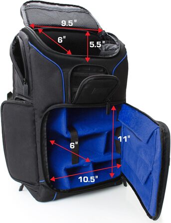 Рюкзак для камери USA Gear DSLR, фоторюкзак з захистом від ударів, відділенням для ноутбука 43,18 см, водонепроникний, з регульованим відділенням для об'єктивів та кріпленням для штатива, блакитний
