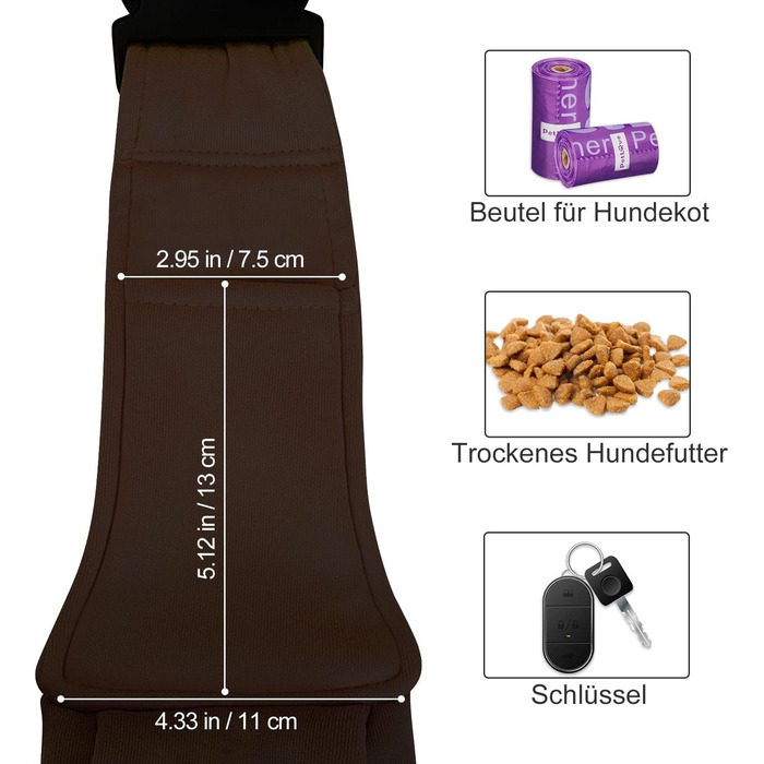PetLoft Сумка-переноска для собак, реверсивна, регульована, крос-боді, з кріпленням для нашийника (колір: коричневий)