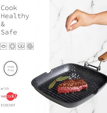 Сковорода-гриль Wecook! Ecochef 24x24 см, алюмінієва з антипригарним покриттям