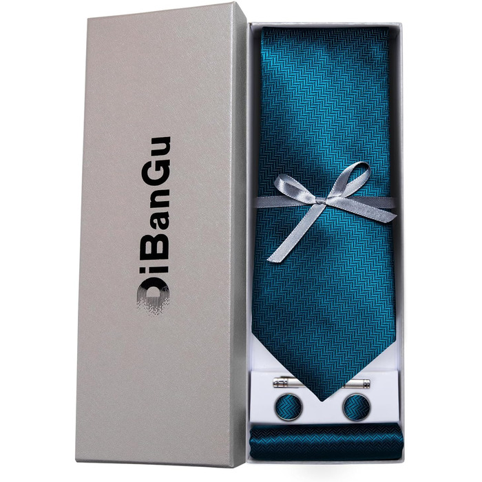 Набір краватка, нагрудна хустинка та запонки DiBanGu для весілля та офіційних заходів (синє)