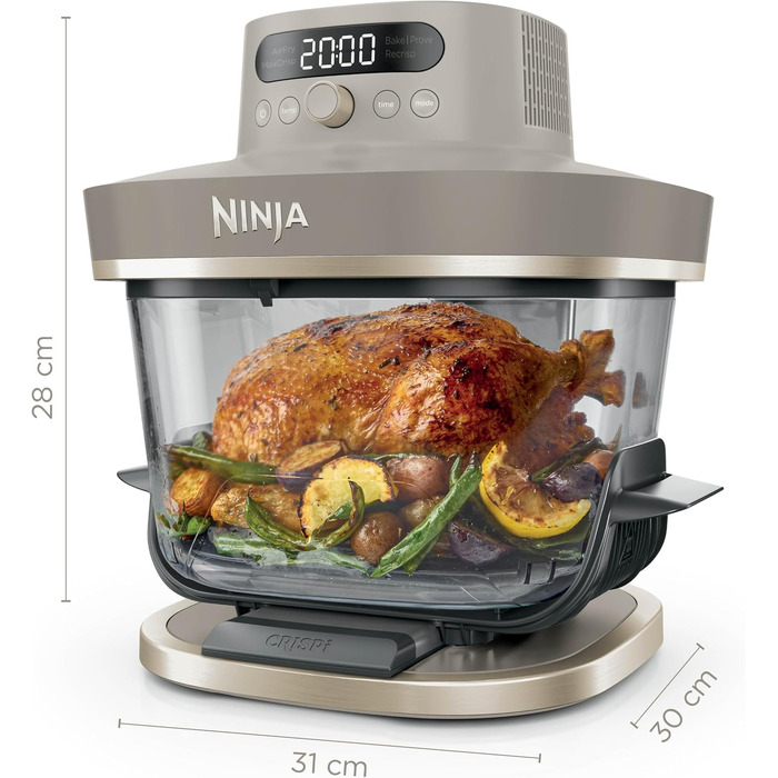 Скляна аерофритюрниця Ninja CRISPi PRO XL з 5 функціями, колір Stone Gold