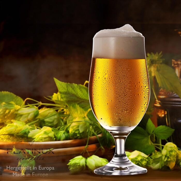 Набір пивних келихів PLATINUX Bierpokale 6 шт, 300 мл (макс. 400 мл) з кришталевого скла для пива, білого пива, тюльпани для пива 0.3 л