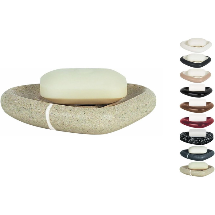 Миска для мила Spirella Etna з імітацією каменю, 15x11x3 см, бежево-пісочний колір