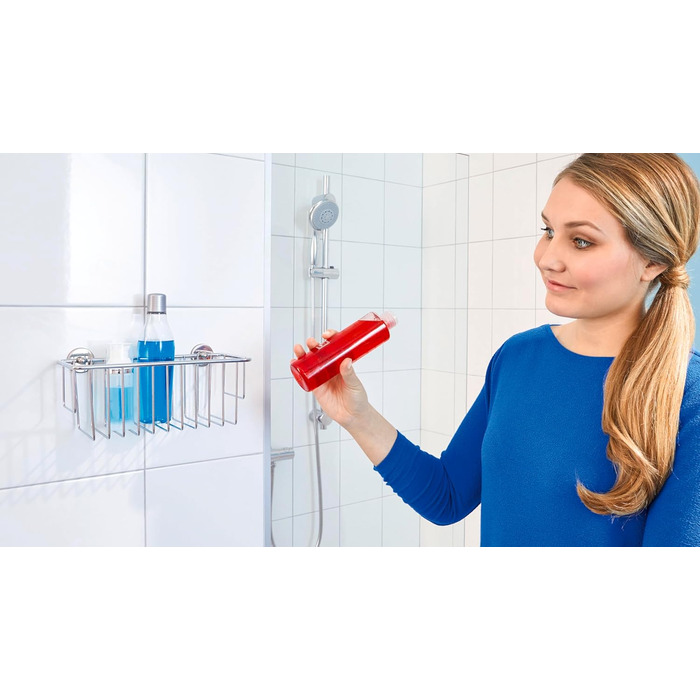 Полиця для душу tesa Baath Plus, хром, екстраглибока, з клейким кріпленням, 117x250x125 мм