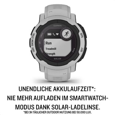 Garmin Instinct 2 Solar – смарт-годинник з GPS, сонячною зарядкою, 45 мм, сірий, для спорту та фітнесу