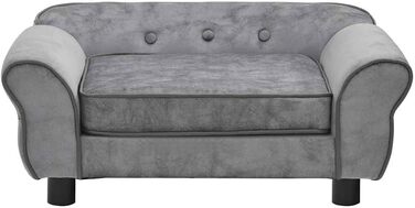 Софа для собак VidaXL сірого кольору 72x45x30 см, м'яка лежанка для домашніх тварин