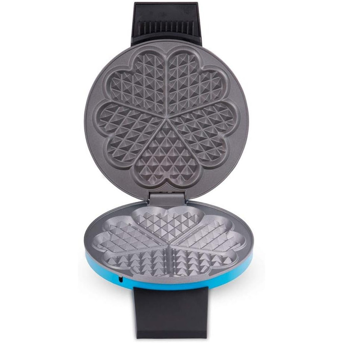 Вафельниця Cloer 1629 для класичних вафельних сердечок, 930 Вт, розмір вафелі 15,5 см, регульований ступінь прожарювання, метал, блакитна, для 1 порції