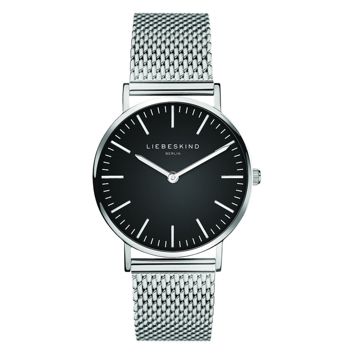 Годинник жіночий LIEBESKIND BERLIN – круглий кварцовий, 34 мм, сітчасте браслет, водостійкий 5 ATM, сучасний та елегантний, доступний у різних кольорах (срібло / чорний)
