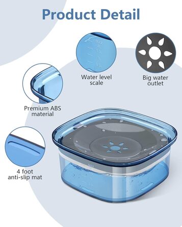 Миска для собак PETTOM, 2L, проти протікання, без облизування, велика (Блакитна)