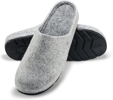 Фетрові тапочки ESTRO для чоловіків - теплі зимові тапочки з гумовою підошвою (45 EU, сірий)