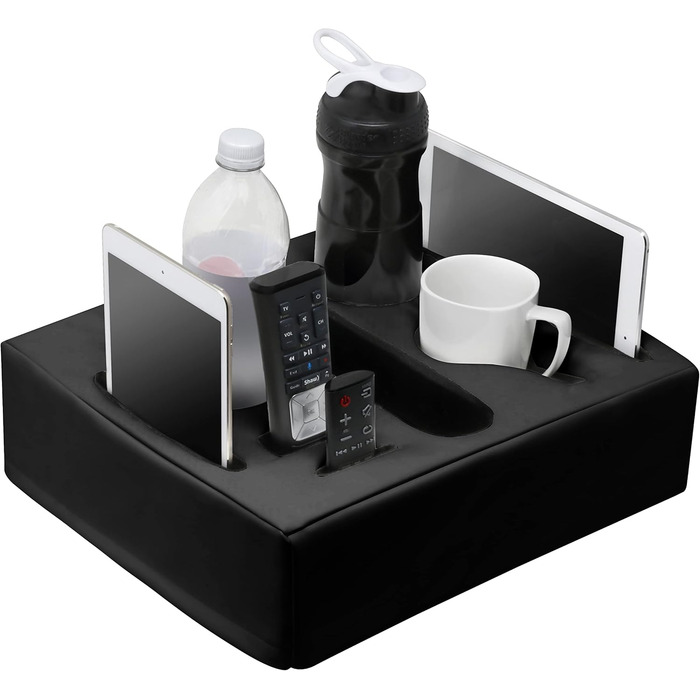 Sofa-Buddy Practical Couch Cup Holder, Sofa Coaster, Sofa Cup Holder. The perfect couch accessory (Square-bigdaddy-leather-black)