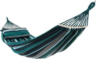 Гамак yourGEAR Bali XL з подушкою, 240x120 см, до 240 кг, бавовна (Смарагд/Аква) + кріплення, сертифікат TÜV