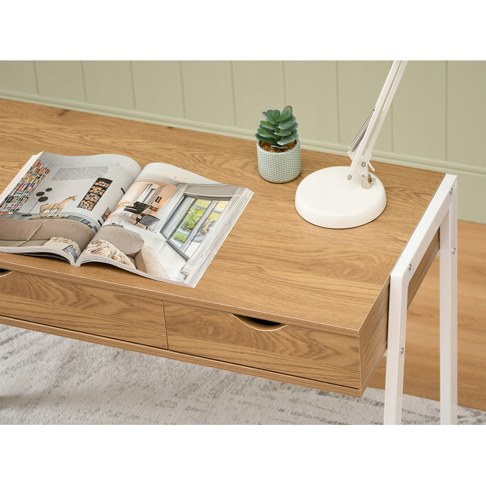 Прямокутний письмовий стіл Mebel-Partner 100 x 45 x 75 см, білий/золотий дуб