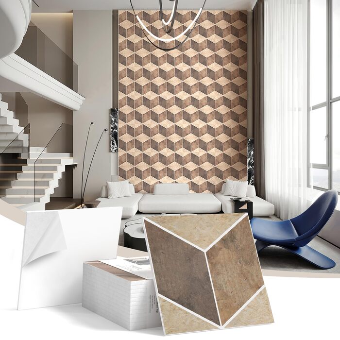 Акустичні панелі JBER для стін самоклеючі, звукопоглинаючі 3D-панелі з мармуровою текстурою для студії, офісу та дому, 30×30×1 см, 12 шт (Гексагон)