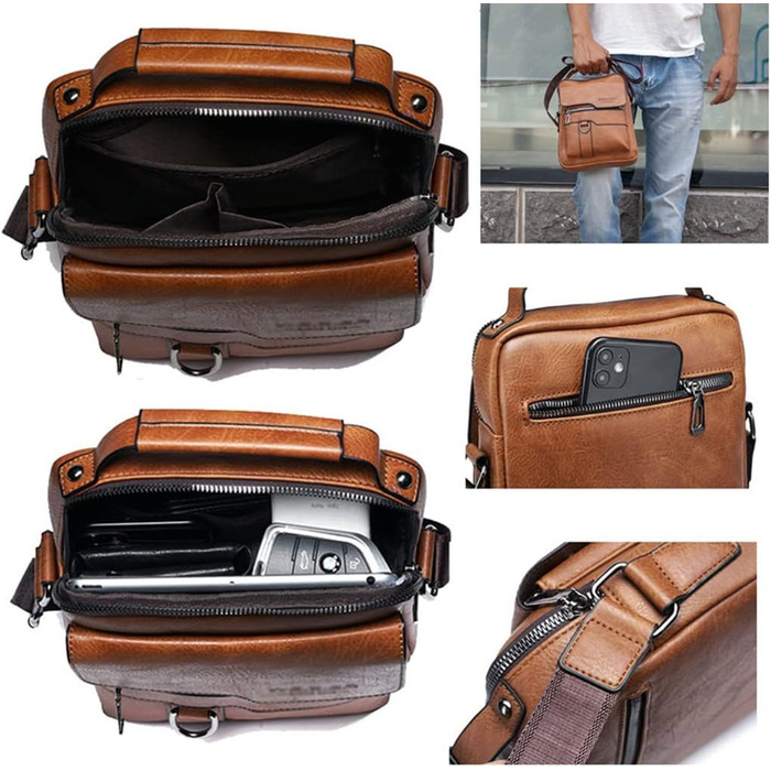 Чоловіча сумка через плече/месенджер з натуральної шкіри (колір: коричневий)