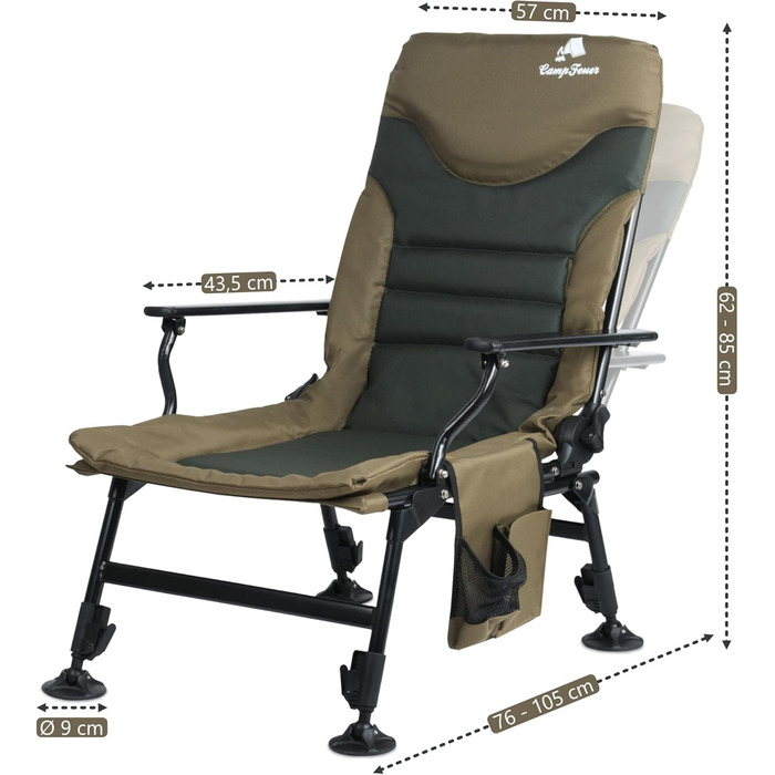 Крісло розкладне CampFeuer Angelstuhl для кемпінгу, риболовлі та відпочинку на природі (оливково-зелений)