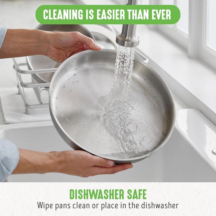 Набір каструль та сковорідок GreenLife Edelstahl 10 предметів, нержавіюча сталь, індукція, знімні ручки, без PFOA, сріблястий