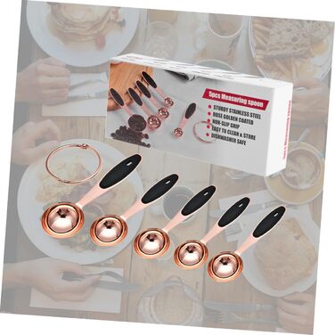 MAGICLULU Stainless Steel Measuring Spoon Set in Rose Gold - Kitchen Utensils with Precise Engraving for Baking and Cooking. Stackable Design, Compact Storage
