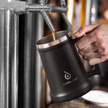 Термокружка для пива Ideus® з нержавіючої сталі, 710 мл, 24oz, з ручкою, для Октоберфесту (чорна)