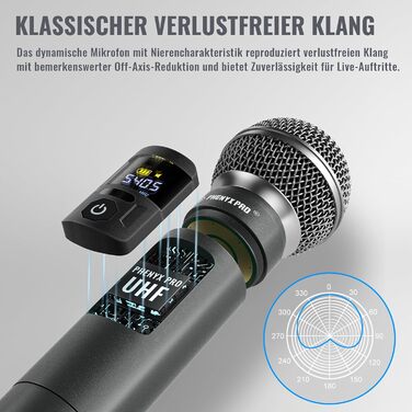 Мікрофон Phenyx Pro PTU-52: Бездротова система з кейсом, 2x30 UHF, 60 метрів