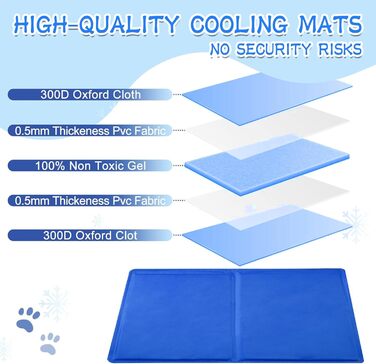 Килимок охолоджуючий для собак та котів, самоохолоджуючий, 65x50 см, з нетоксичним гелем