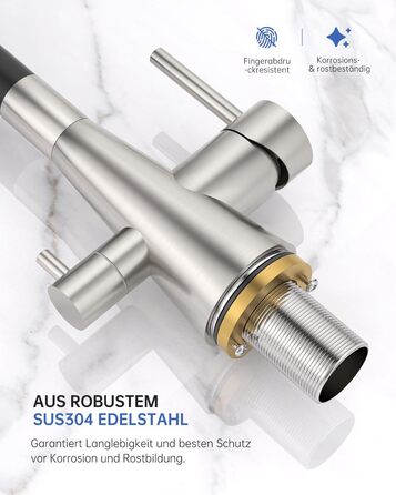 Кухонний змішувач Dayone з висувним виливом, нержавіюча сталь SUS304, високий тиск, 360° обертання, 2 функції, для кухні