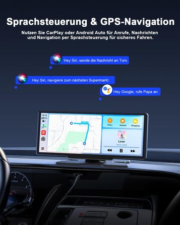 Бездротовий 8,1'' CarPlay дисплей Avylet з IPS-екраном, IP67 камерою заднього виду, GPS-навігацією, Bluetooth 5.0, Mirror Link, FM/AUX, для Android Auto та Apple CarPlay