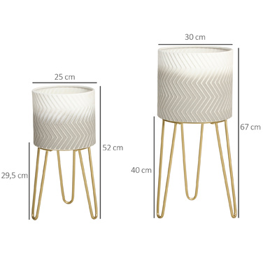 Outsunny 2-Piece Flower Pot Stand Planter Stand Shelf for Living Room & Balcony Made of Metal, Modern Design