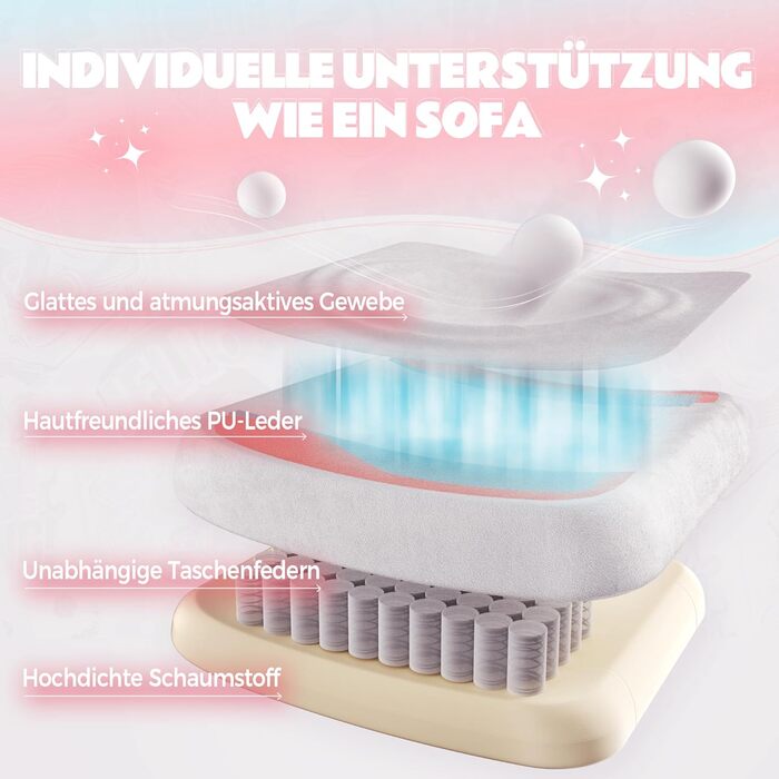 Ігровий крісло Dowinx Ergonomiczne з підніжкою, рожевий котячий дизайн, для дорослих, білий колір