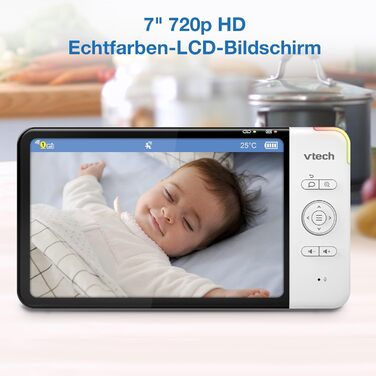 Відеоняня Vtech VM901-1W WiFi з 5-дюймовим HD-дисплеєм, поворотна камера 1080P, мобільний додаток, широкий кут огляду 120°, сумісна з iOS та Android