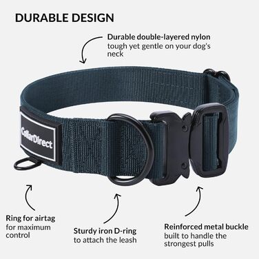 Міцний нашийник для собак великих та середніх порід – регульований, двошаровий нейлон, металева застібка, стійкий до розривів, ідеальний для активних собак (розмір 38-58 см)