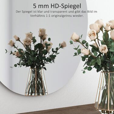 Дзеркало настінне прямокутне чорне 40x60 см з заокругленими кутами, нержавіюча сталь, для ванної кімнати та вітальні