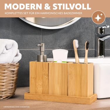 Набір для ванної кімнати Bremermann 4 шт., бамбук, аксесуари для ванної кімнати з полицею