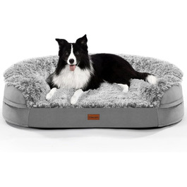 Gimars 9.5 inch Orthopedic Dog Bed for Extra Large Dogs, XL Dog Bed with Bolster & 28D Egg Crate Mattress, Waterproof Cover, Washable Plush Cover, Dog Sofa for Arthritic Dogs - Semi-Round (Semi-Circular, L 104 x W 18 x H 81 cm)