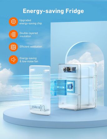 AstroAI Mini Fridge 6 Liter / 8 Cans | Cooler & Warmer | AC/DC | Compact Refrigerator for Bedroom, Car, Drinks, Beauty, Skincare, Travel (Beige)