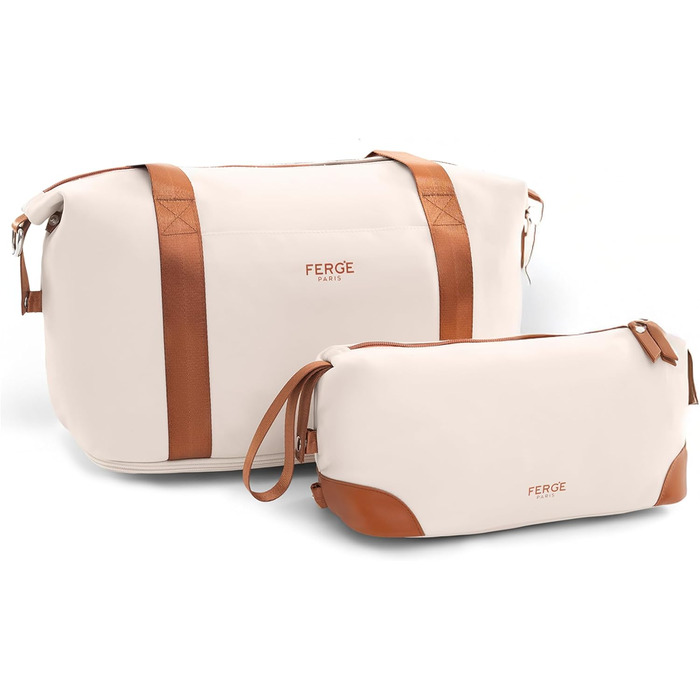 Набір валіз FERGÉ Milano 5-ти частинний: 3 розміри + сумка + органайзер для косметики - комплект для подорожей, 4 колеса, бежевий (2 шт.)
