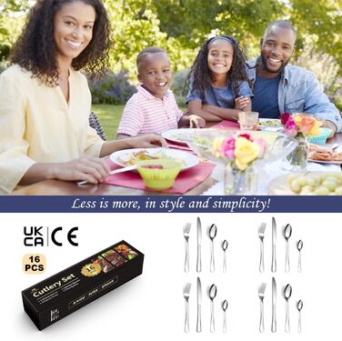 Набір столових приборів Ben & Bel на 6 осіб (24 шт.) з нержавіючої сталі: ножі, виделки, ложки. Подарункова коробка, легкий догляд, підходить для миття в посудомийній машині.