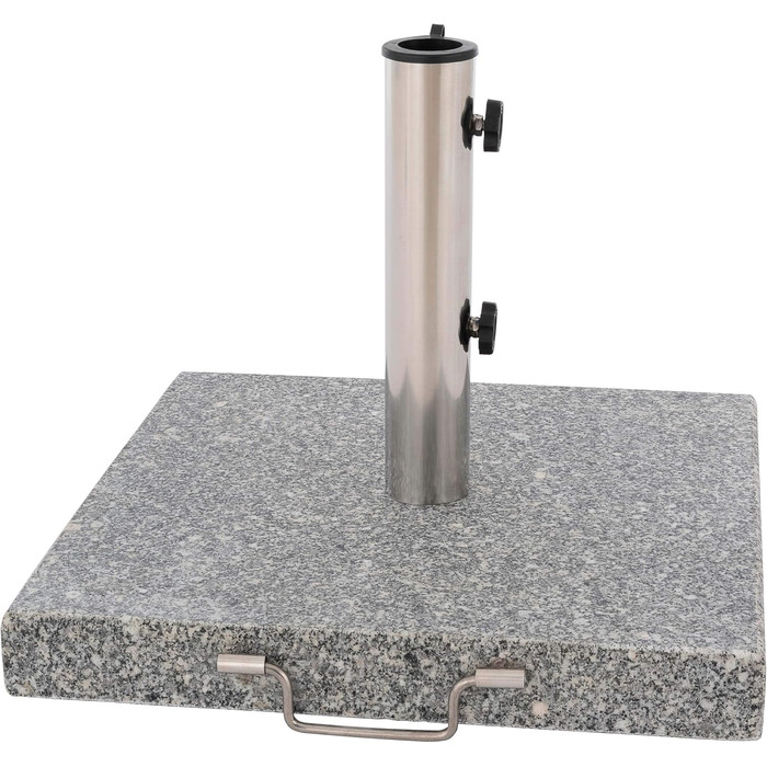 Nexos Parasol Stand 30kg Polished Granite Stainless Steel Square 45 x 45 cm Parasol Stand with Handle and Wheels