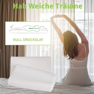 Good Night Memory Foam Pillow, Foam Cervical Orthopedic Neck Support, Ergonomic Head Pillow, Contoured Groove Pillow for Neck Pain, Side Sleepers (65 * 35 * 11/9cm)