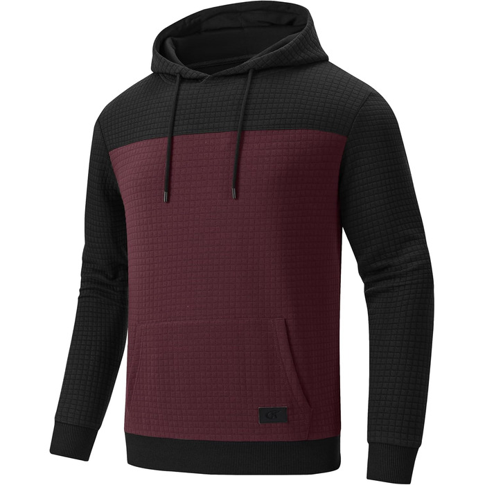 Чоловічий худі YuKaiChen з нашивками, джгут, капюшон, колірний блок, світшот з кишенями, хакі-білий-армійський колір (M, чорний-вишневий)